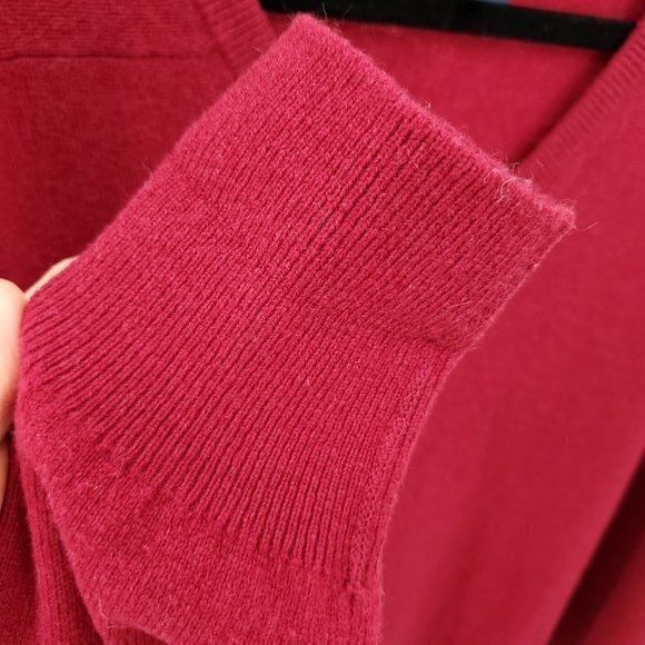 Men's 100% Lambswool Land's End V-Neck Sweater Large Tall Red Made in Scotland - Picture 13 of 14